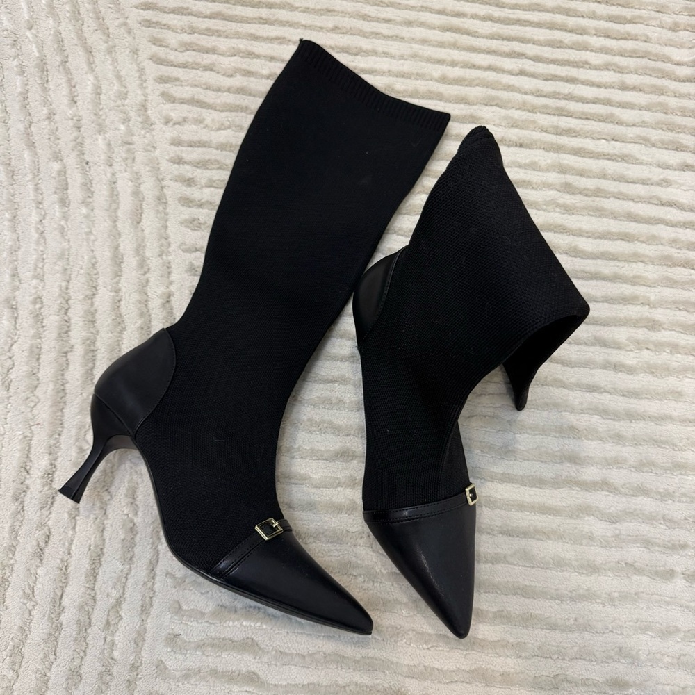 Elegant Black Knee-High Women's Boots - Picture 5 of 7